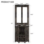 Meuble Bar d'angle Whisen Farmhouse avec rangement pour le vin, Buffet Multifonctionnel pour Café