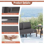 ALAULM Ensemble de mobilier de jardin 8 places en aluminium avec table basse en métal et 5 coussins épais
