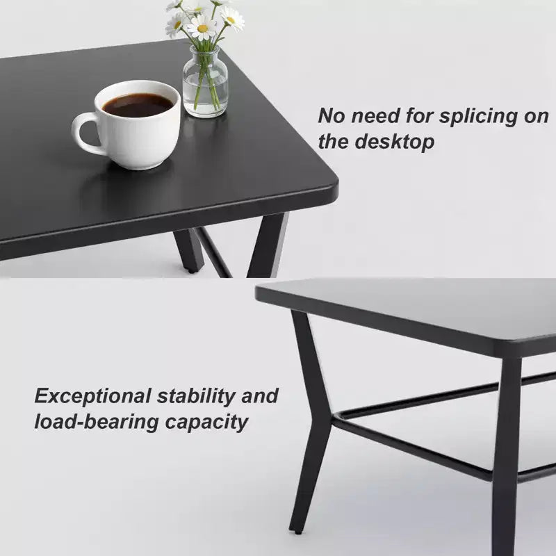 ALAULM Ensemble de mobilier de jardin 8 places en aluminium avec table basse en métal et 5 coussins épais