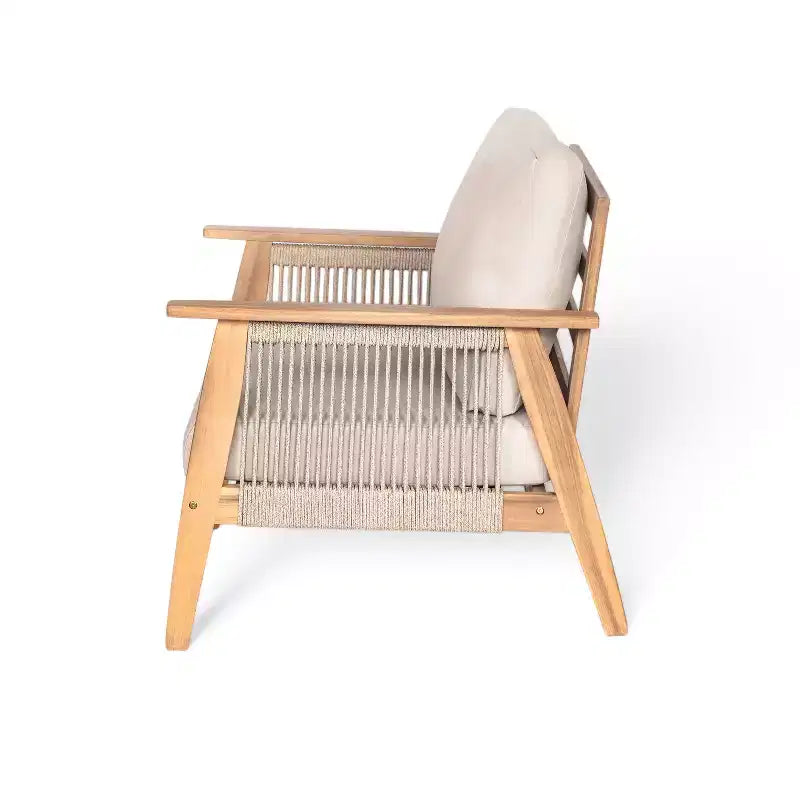 Set da conversazione per patio da 2/4 pezzi, set di mobili da esterno in legno di acacia con divanetto a due posti, tavolo, sedia per giardino/balcone/cortile - ModernLuxe