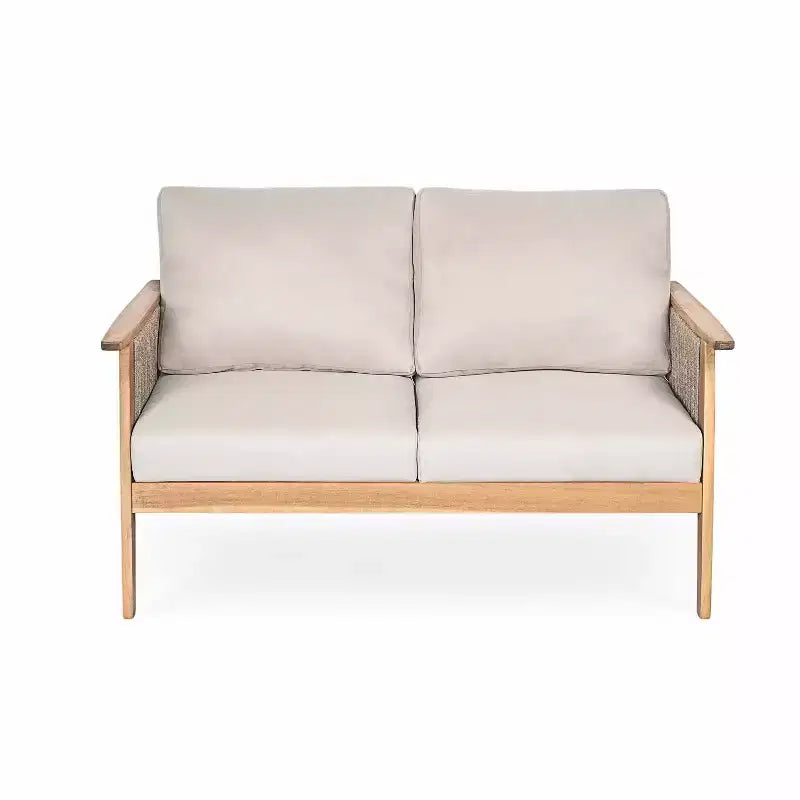 Set da conversazione per patio da 2/4 pezzi, set di mobili da esterno in legno di acacia con divanetto a due posti, tavolo, sedia per giardino/balcone/cortile - ModernLuxe