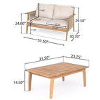 Set da conversazione per patio da 2/4 pezzi, set di mobili da esterno in legno di acacia con divanetto a due posti, tavolo, sedia per giardino/balcone/cortile - ModernLuxe