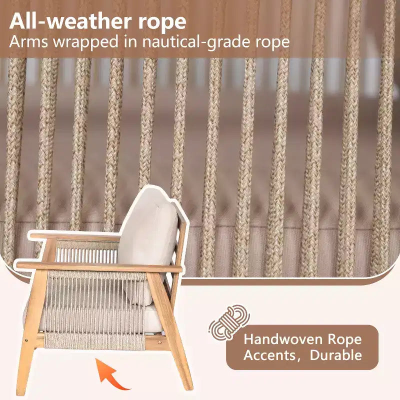 Set da conversazione per patio da 2/4 pezzi, set di mobili da esterno in legno di acacia con divanetto a due posti, tavolo, sedia per giardino/balcone/cortile - ModernLuxe