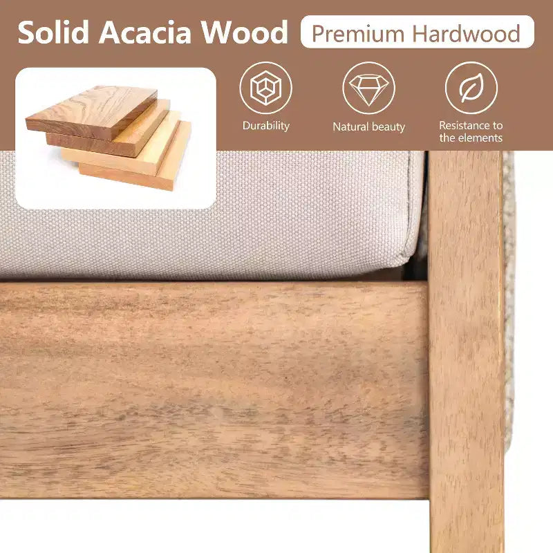 Set da conversazione per patio da 2/4 pezzi, set di mobili da esterno in legno di acacia con divanetto a due posti, tavolo, sedia per giardino/balcone/cortile - ModernLuxe