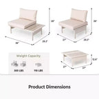 Ensemble de mobilier de jardin LAUSAINT HOME, salon de jardin d'extérieur avec cadre en métal et table basse pour jardin, bord de piscine