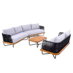Set da 4 Pezzi Christopher Knight Home Lucas con Sedute in Corda Intrecciata, Legno di Acacia e Ferro per Esterni