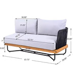 Set da 4 Pezzi Christopher Knight Home Lucas con Sedute in Corda Intrecciata, Legno di Acacia e Ferro per Esterni