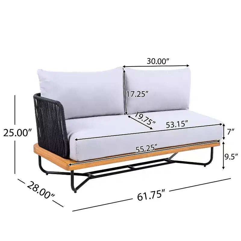 Set da 4 Pezzi Christopher Knight Home Lucas con Sedute in Corda Intrecciata, Legno di Acacia e Ferro per Esterni