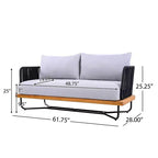 Set da 4 Pezzi Christopher Knight Home Lucas con Sedute in Corda Intrecciata, Legno di Acacia e Ferro per Esterni