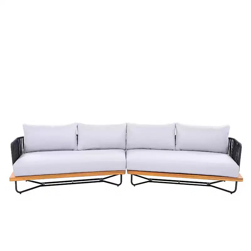Set da 4 Pezzi Christopher Knight Home Lucas con Sedute in Corda Intrecciata, Legno di Acacia e Ferro per Esterni
