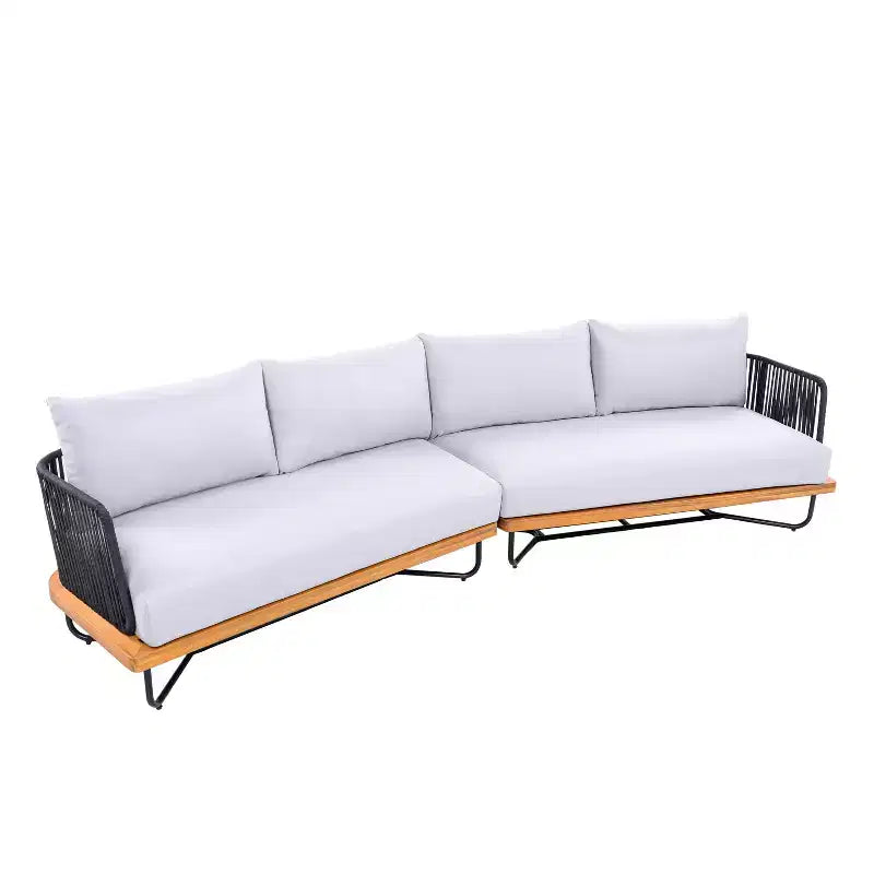 Set da 4 Pezzi Christopher Knight Home Lucas con Sedute in Corda Intrecciata, Legno di Acacia e Ferro per Esterni