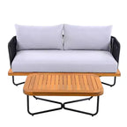 Set da 4 Pezzi Christopher Knight Home Lucas con Sedute in Corda Intrecciata, Legno di Acacia e Ferro per Esterni