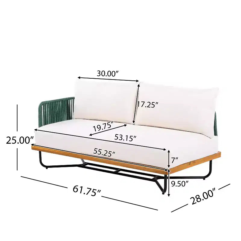 Set da 4 Pezzi Christopher Knight Home Lucas con Sedute in Corda Intrecciata, Legno di Acacia e Ferro per Esterni