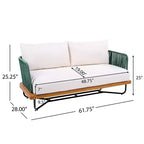 Set da 4 Pezzi Christopher Knight Home Lucas con Sedute in Corda Intrecciata, Legno di Acacia e Ferro per Esterni