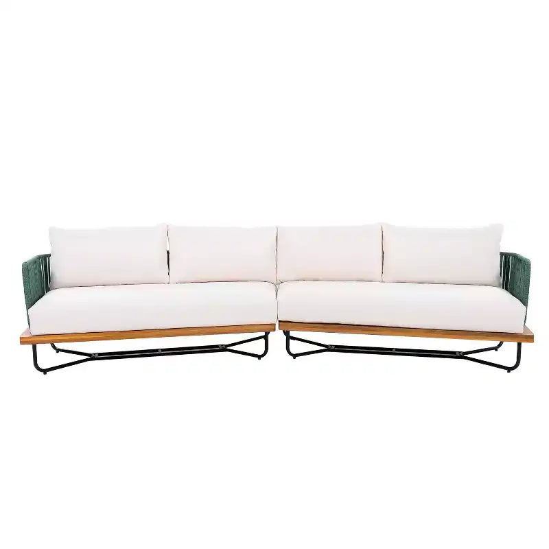 Set da 4 Pezzi Christopher Knight Home Lucas con Sedute in Corda Intrecciata, Legno di Acacia e Ferro per Esterni