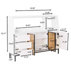 GDFStudio Pavel buffet moderne en bois de 64 po avec portes vitrées, porte-gobelets et 3 tiroirs