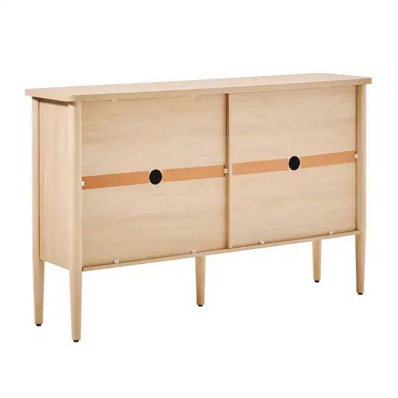 Buffet de salle à manger en bois cannelé moderne de 58 po avec rangement, assemblage facile