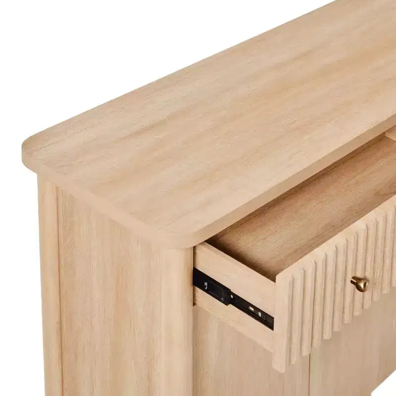 Buffet de salle à manger en bois cannelé moderne de 58 po avec rangement, assemblage facile