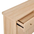 Buffet de salle à manger en bois cannelé moderne de 58 po avec rangement, assemblage facile