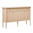 Buffet de salle à manger en bois cannelé moderne de 58 po avec rangement, assemblage facile