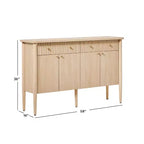 Buffet de salle à manger en bois cannelé moderne de 58 po avec rangement, assemblage facile