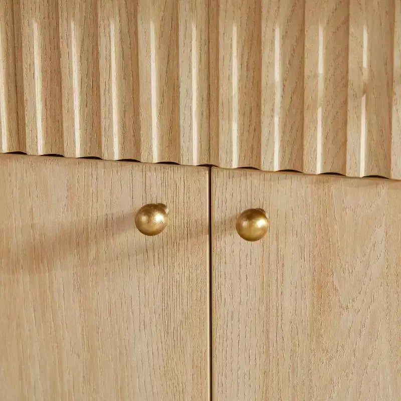 Buffet de salle à manger en bois cannelé moderne de 58 po avec rangement, assemblage facile