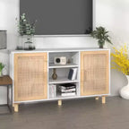 vidaXL Credenza Legno ingegnerizzato, legno massello di pino, rattan naturale