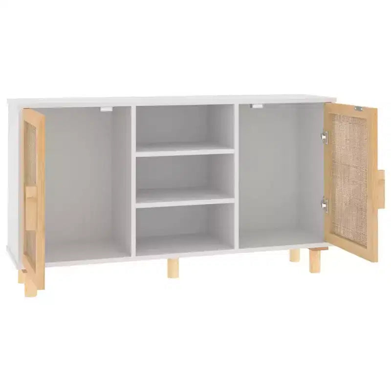 vidaXL Credenza Legno ingegnerizzato, legno massello di pino, rattan naturale