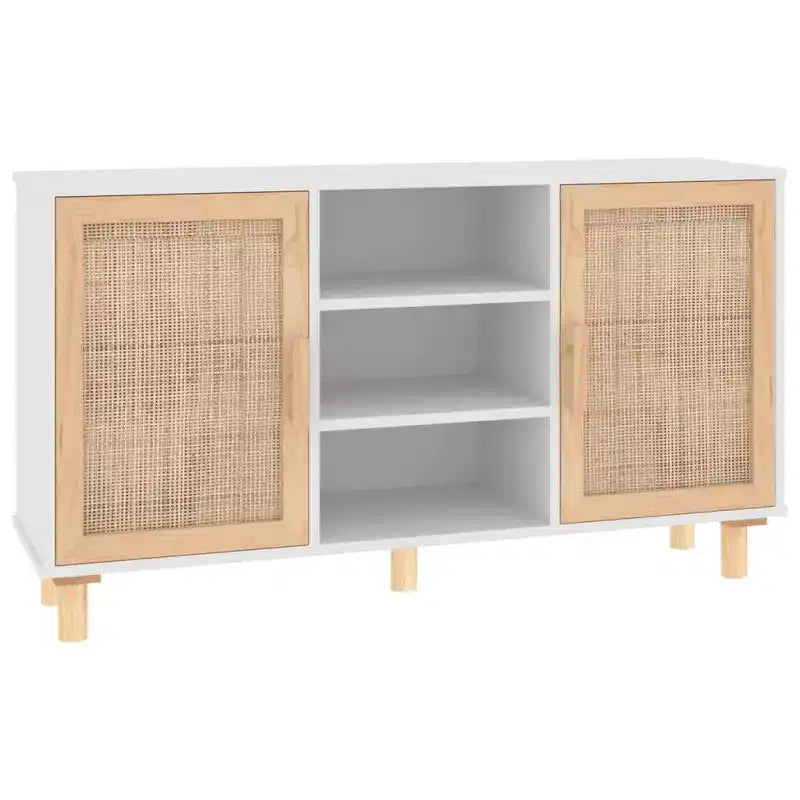 vidaXL Credenza Legno ingegnerizzato, legno massello di pino, rattan naturale