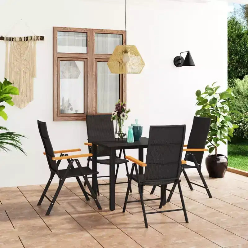 vidaXL Set sala da pranzo nero e marrone