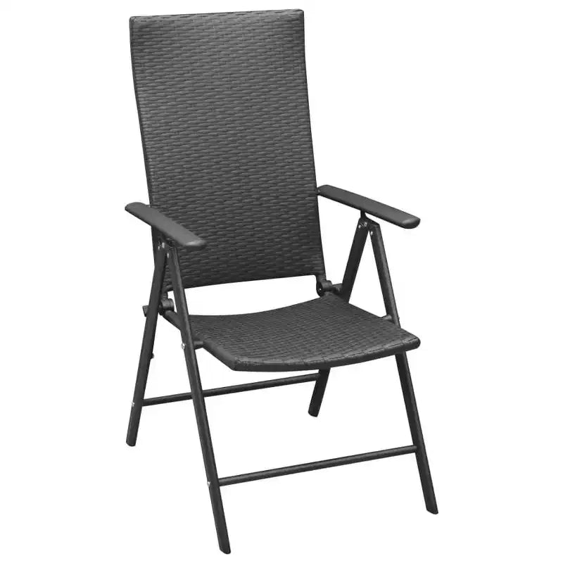 vidaXL Set da pranzo in polyrattan nero, pieghevole, per esterni