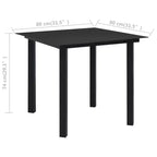 vidaXL Ensemble de salle à manger noir, en rotin synthétique, acier enduit de poudre, verre trempé
