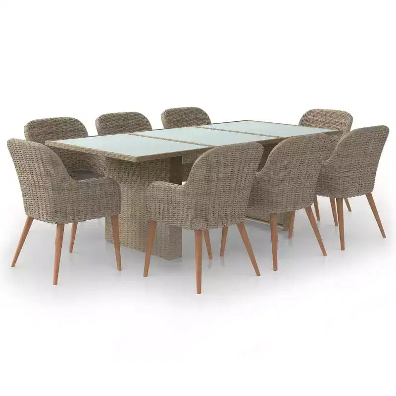 vidaXL Dining Set Brown PE Rattan Large Removable Covers Dining Set