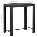vidaXL Ensemble de bar de jardin en résine tressée noir, acier laqué Standard