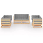 vidaXL Set da Salotto da Giardino Legno naturale Legno massello di pino Set di 6 Pezzi