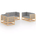 vidaXL Set da Salotto da Giardino Legno naturale Legno massello di pino Set di 6 Pezzi