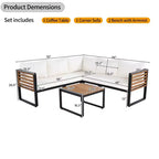 Ensemble de conversation de patio 4 pièces, canapé d'angle en forme de L avec coussins, salon de jardin avec table basse pour jardin ou terrasse-Panipeachy