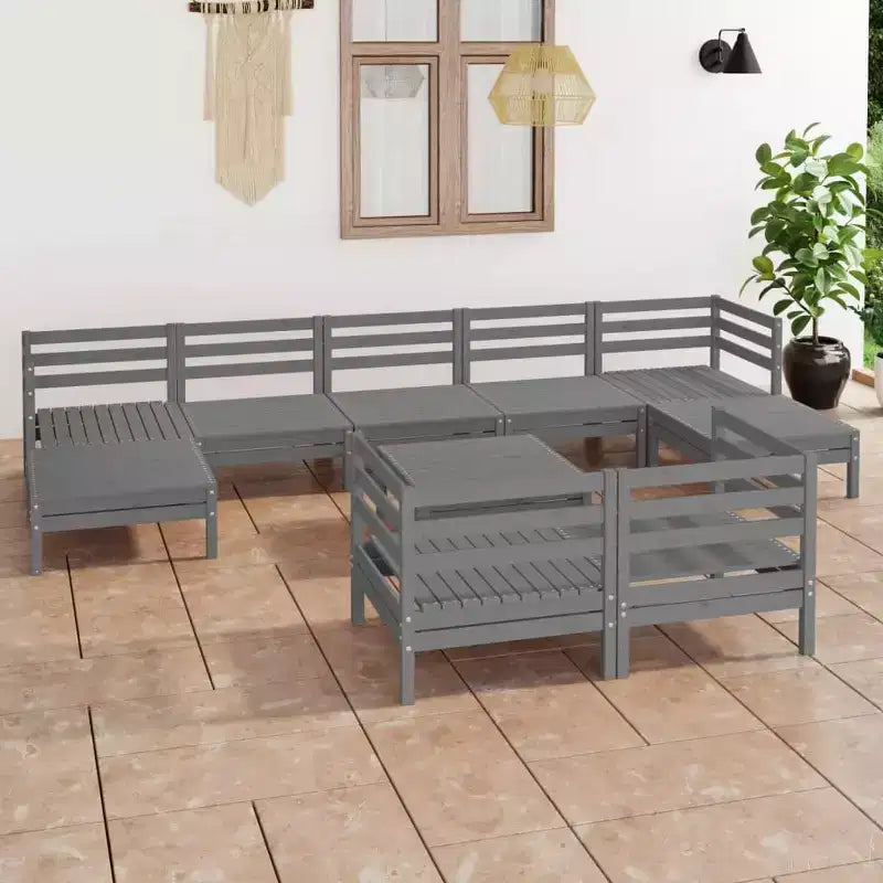 vidaXL Set divani da giardino legno naturale Legno massello di pino Grande Modulare