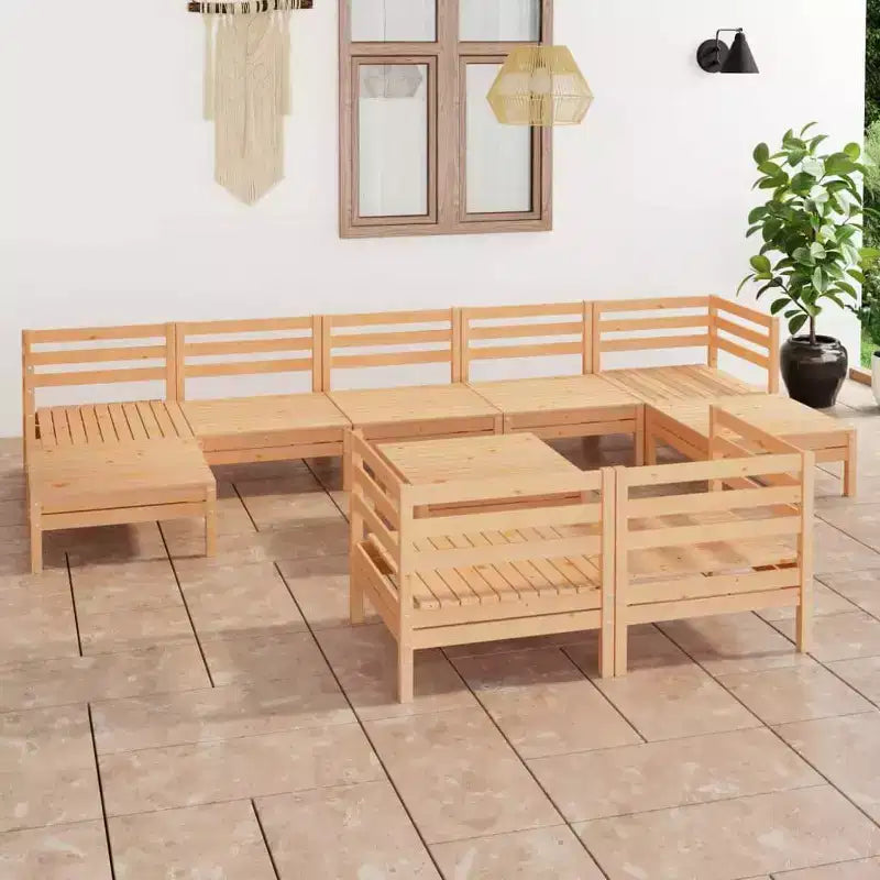 vidaXL Set divani da giardino legno naturale Legno massello di pino Grande Modulare