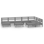 vidaXL Garden Lounge Set Gray Solid pine wood 10 Piece Set Modular