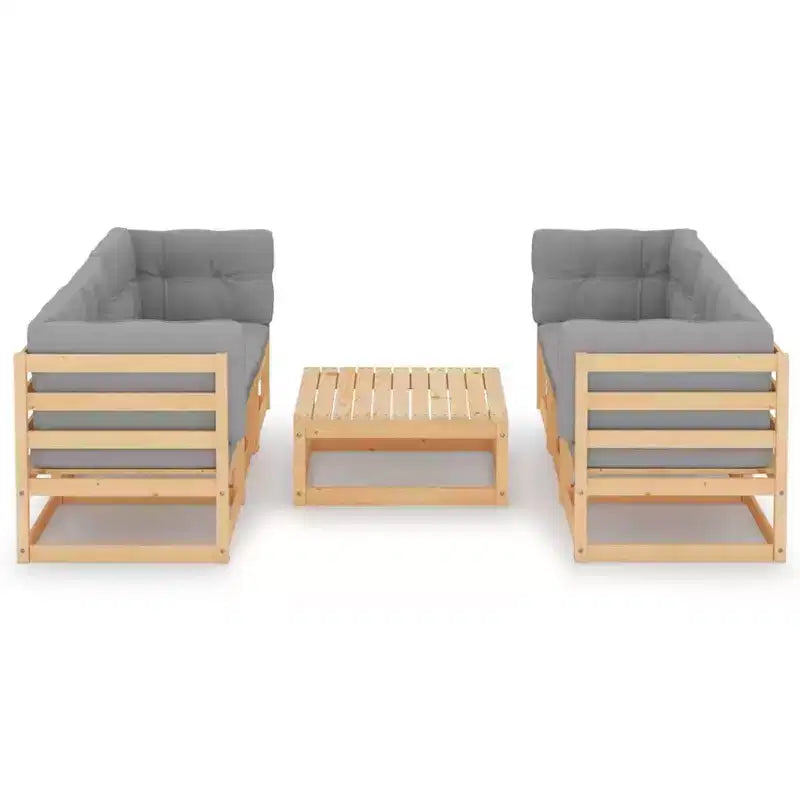 vidaXL Set divani da giardino legno naturale, grigio