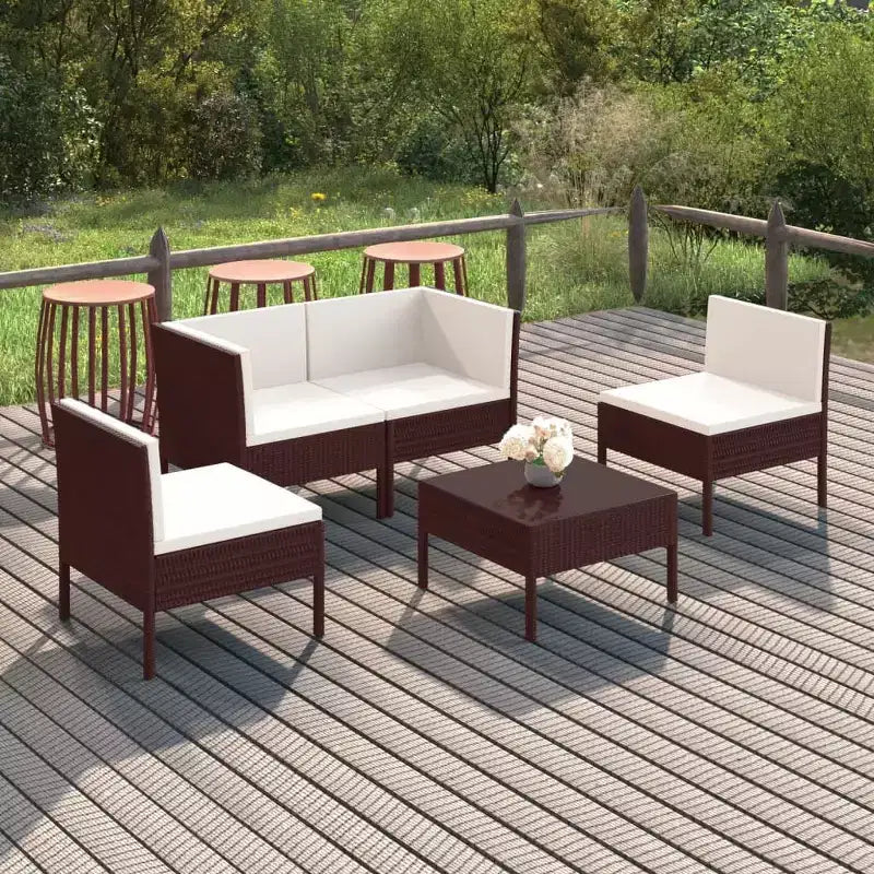 vidaXL Set Salotto da Giardino Marrone Rattan PE Medio Modulare