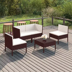 vidaXL Set Salotto da Giardino Marrone Rattan PE Medio Modulare