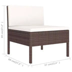 vidaXL Set Salotto da Giardino Marrone Rattan PE Medio Modulare