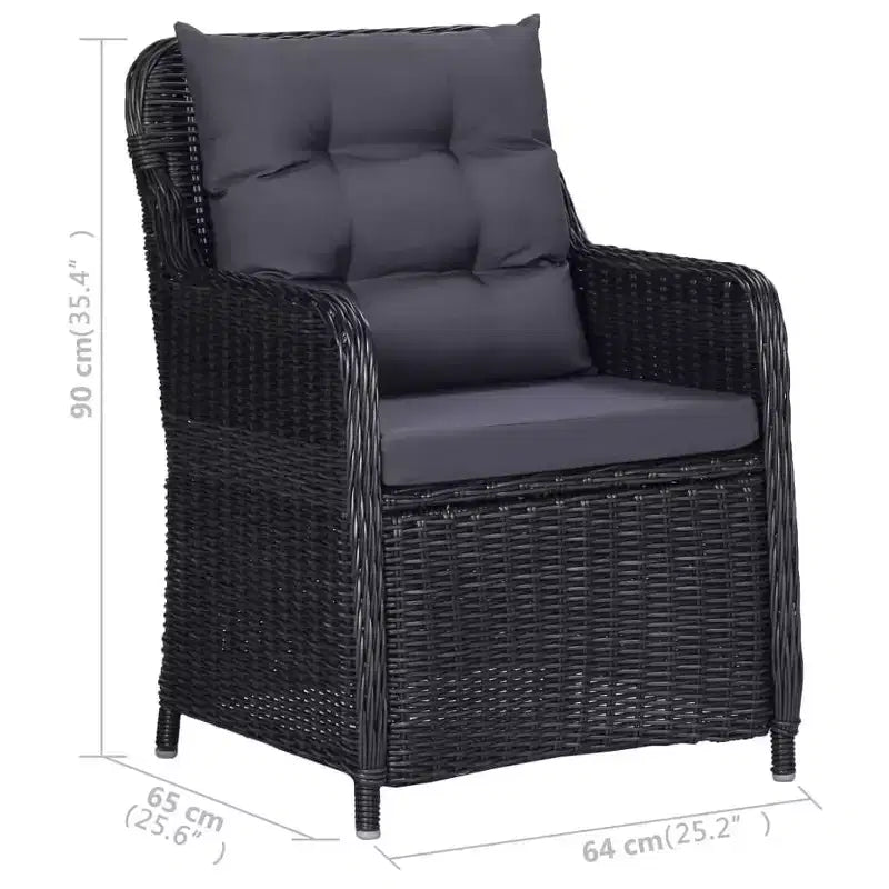 vidaXL Set da pranzo Nero, Grigio scuro