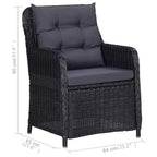 vidaXL Set da pranzo Nero, Grigio scuro