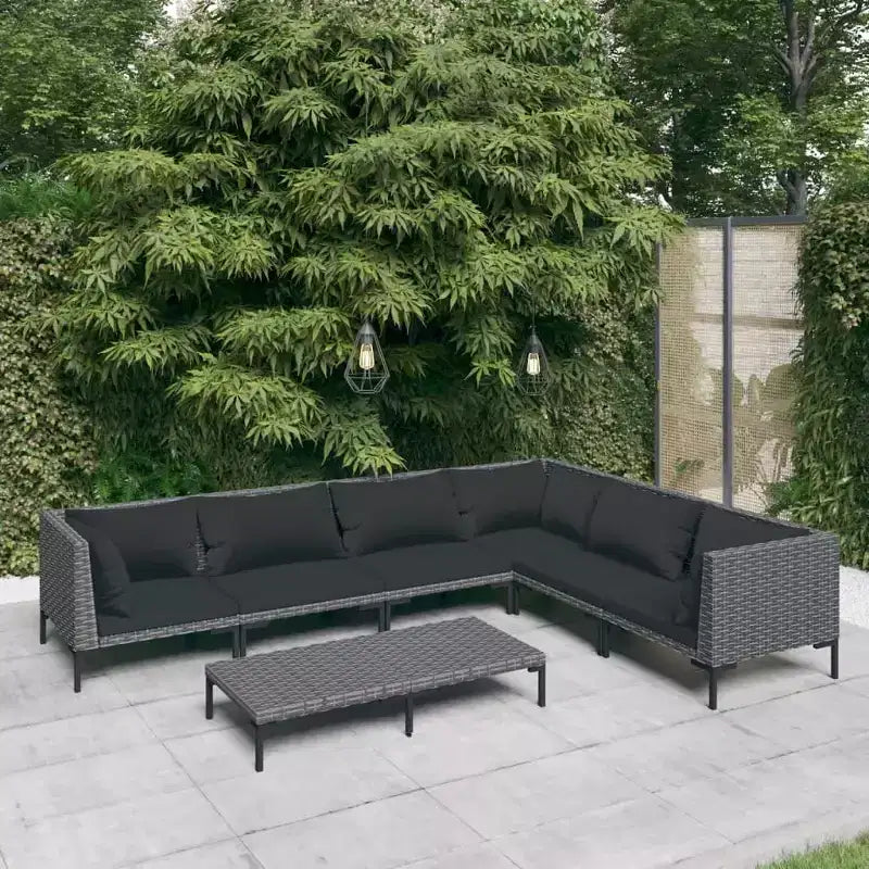 vidaXL Salotto da Giardino Grigio Scuro, Nero