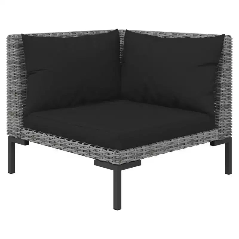 vidaXL Salotto da Giardino Grigio Scuro, Nero