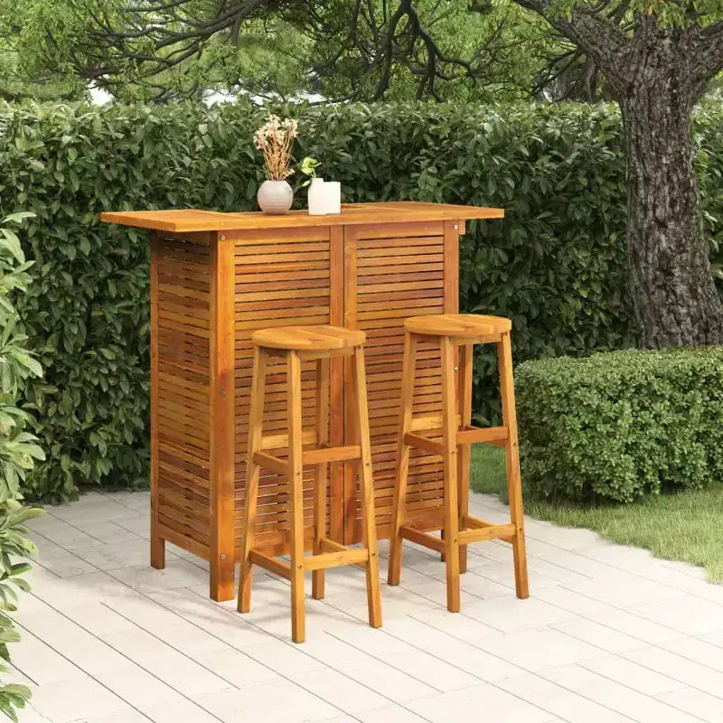 vidaXL Set Tavolo e Sedie da Bar da Giardino Legno Massello di Acacia Legno Naturale Set da 3 Pezzi