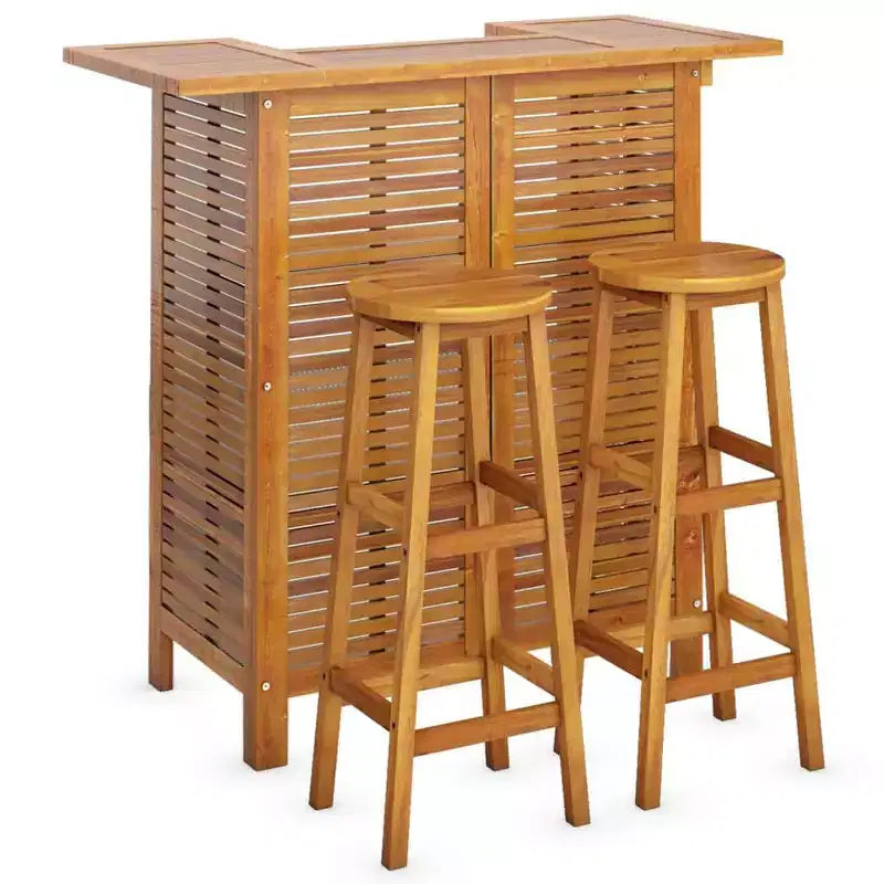 vidaXL Set Tavolo e Sedie da Bar da Giardino Legno Massello di Acacia Legno Naturale Set da 3 Pezzi